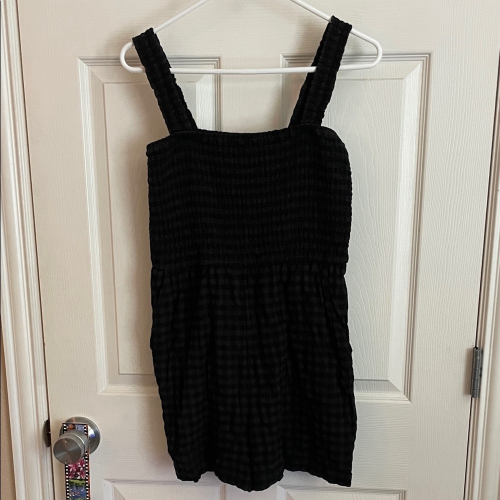 Gingham Black Sleeveless Romper
